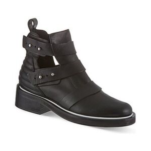 Maje Black Epeter Leather Biker Boots